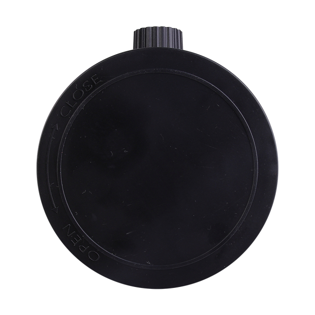 Direct bottom view of the black retro COB LED lantern showing the clean flat circular base and the edge of the rotary dimming switch.