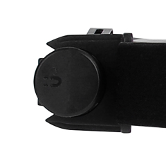 A close-up view of the flashlight's magnetic tail cap designed for attaching to metal surfaces.