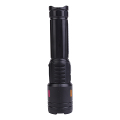 Back profile view of the black rechargeable LED flashlight.