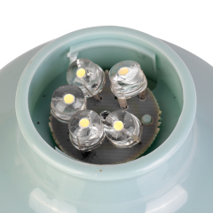 Inside top-down view showing the 5-LED light source cluster mounted within the lantern housing.