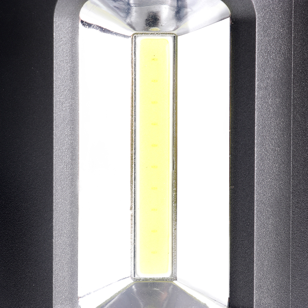 Macro view of the internal yellow COB LED light strip and reflector inside the lantern.
