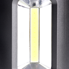 Macro view of the internal yellow COB LED light strip and reflector inside the lantern.