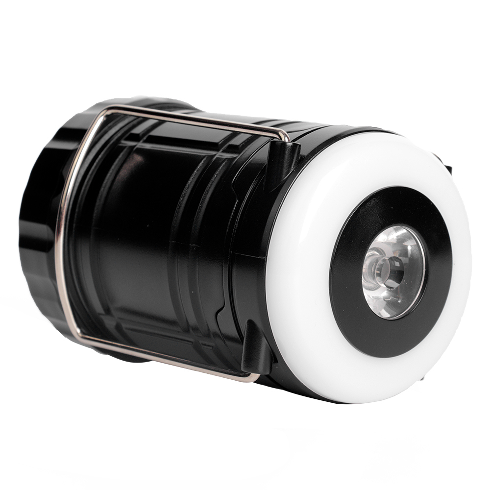 Top-down 45-degree angle view of the closed lantern showing the central LED and COB ring.