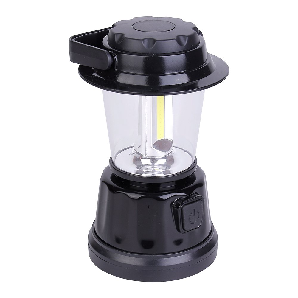 Slightly top-down perspective view of the black COB LED tent light.