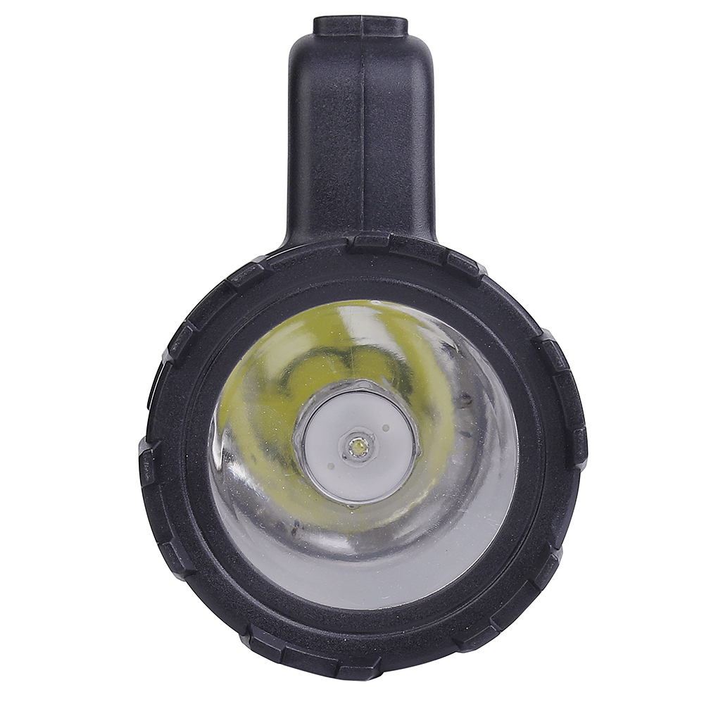 Front close-up view of the high-power LED searchlight lens and reflector cup.
