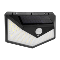 Front view of the high-density LED solar motion sensor wall light for extended outdoor coverage.