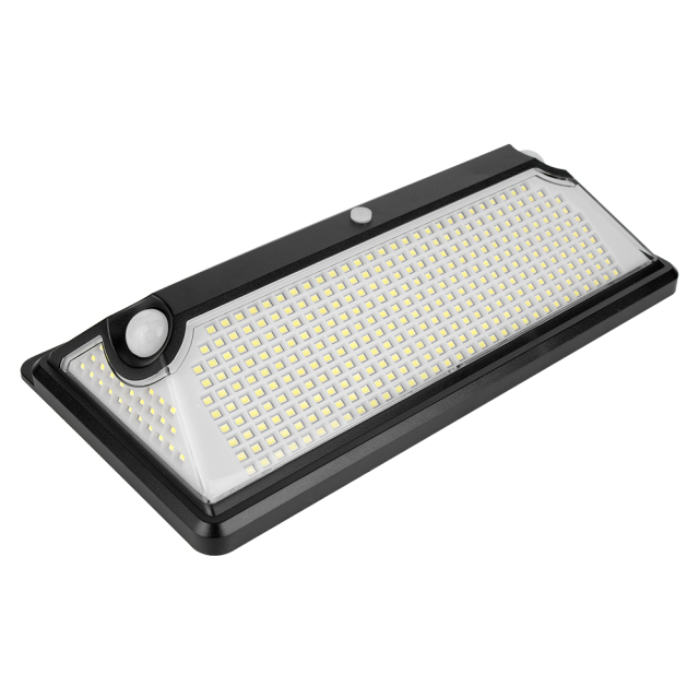 Bottom angle view showing the large LED light panel for wide-angle flood lighting.