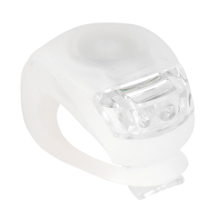 Side and back view of a translucent silicone LED bike light.