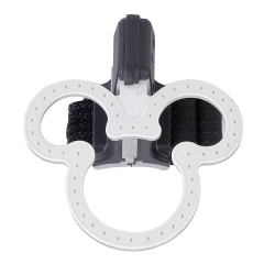 Front view of a white cartoon-shaped rechargeable LED bike rear light.