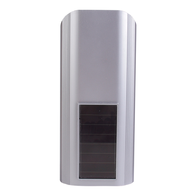 Top view of the dummy security camera highlighting the integrated solar panel on the housing.
