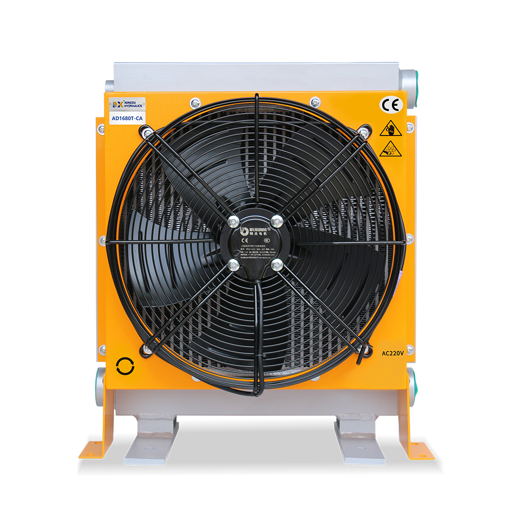 Hydraulic Oil Cooler AD1680T-CA: Lightweight aluminum construction, air-cooled, flow rate 300 L/min, pressure 2.0 MPa, with pump bearings, high-pressure model, industrial grade, suitable for computer applications