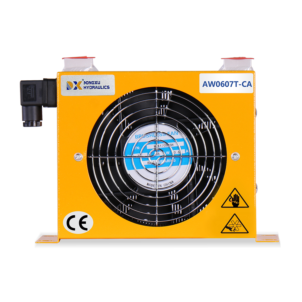 AW0607T-CA 24V DC Industrial Oil Cooler, Aluminum Plate-Fin Heat Exchanger, General-Purpose Mini Unit for Light-Duty Hydraulic Systems