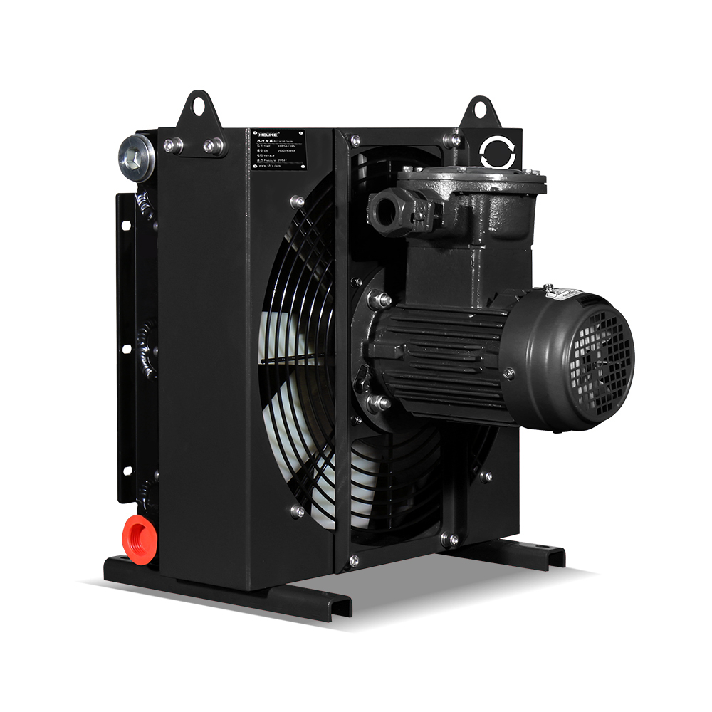 DXF Ultra-Slim Compact Explosion-Proof Air-Cooled Oil Cooler with Built-in Pressure Relief Valve, suitable for the marine, petrochemical, oil extraction, and coal mining industries, and compliant with EXdI, EXdII, and MA standards