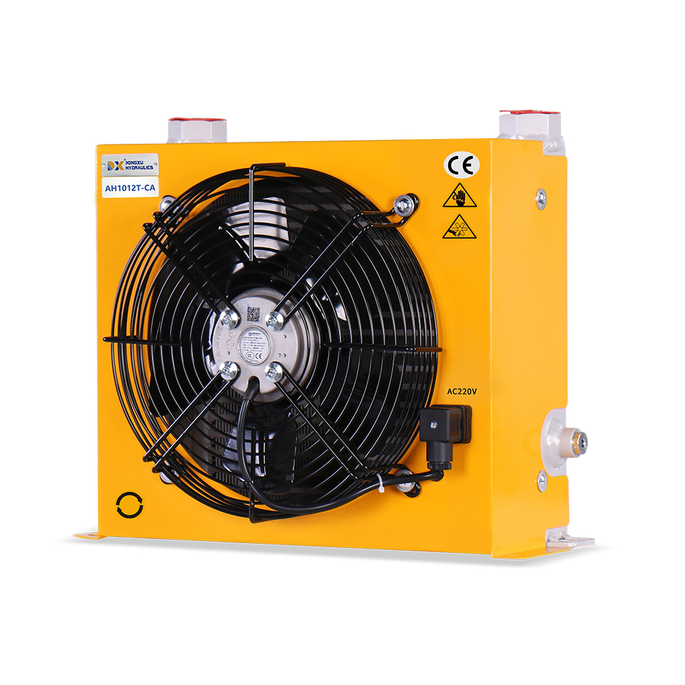 The best-selling AH1012T-CA plate-fin hydraulic air-cooled oil cooler is suitable for injection molding machines and industrial automation equipment