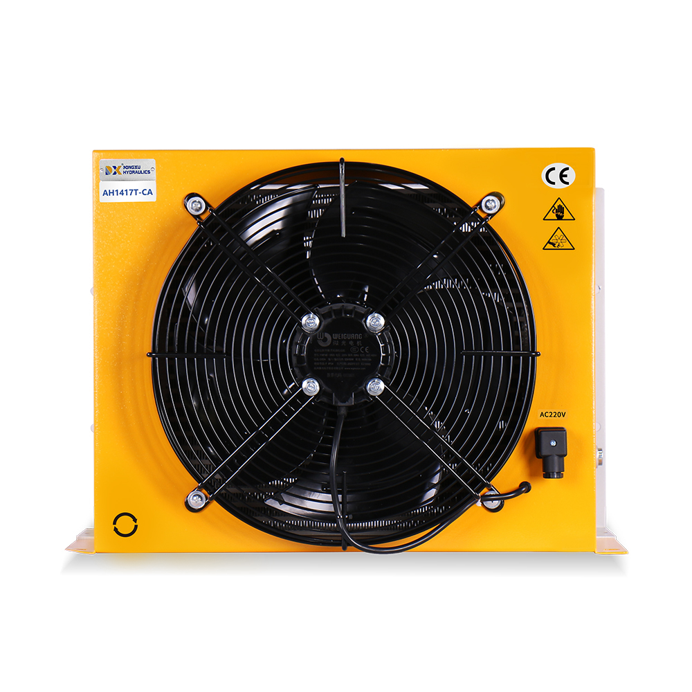 The AH1417T-CA industrial aluminum alloy plate-fin oil cooler is suitable for cranes, machine tools, and power units, and offers high stability