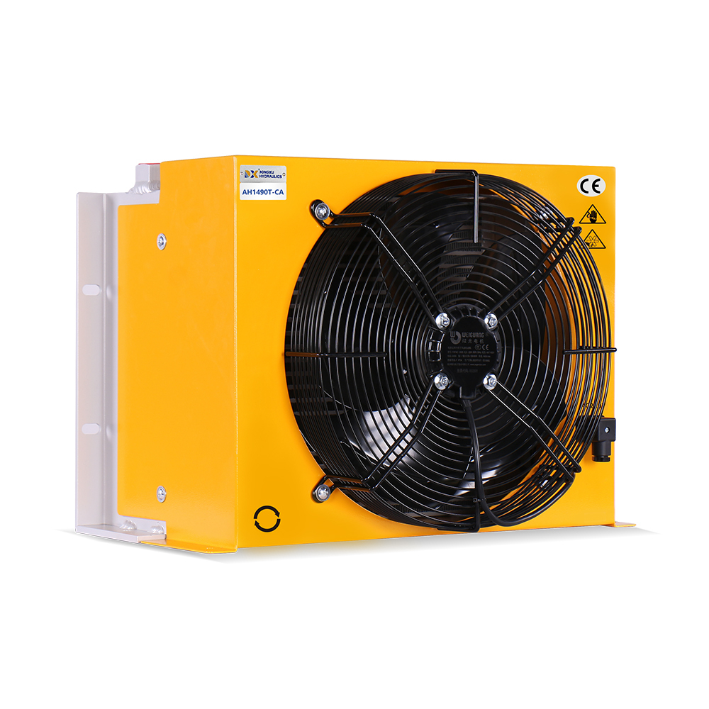 Industrial-grade AH1490T-CA aluminum alloy hydraulic oil air cooler, designed for engine cooling and excavator hydraulic systems