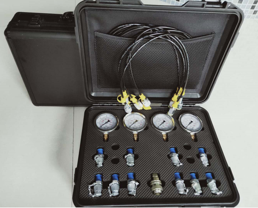 Hydraulic Pressure Test Gauge Kit (3/5 Gauges) with 10-24 Adapters for Excavators and Construction Machinery