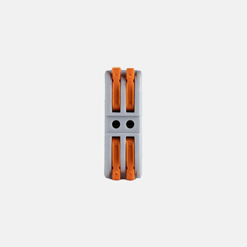 Two-inlet, two-outlet quick-connect terminal block