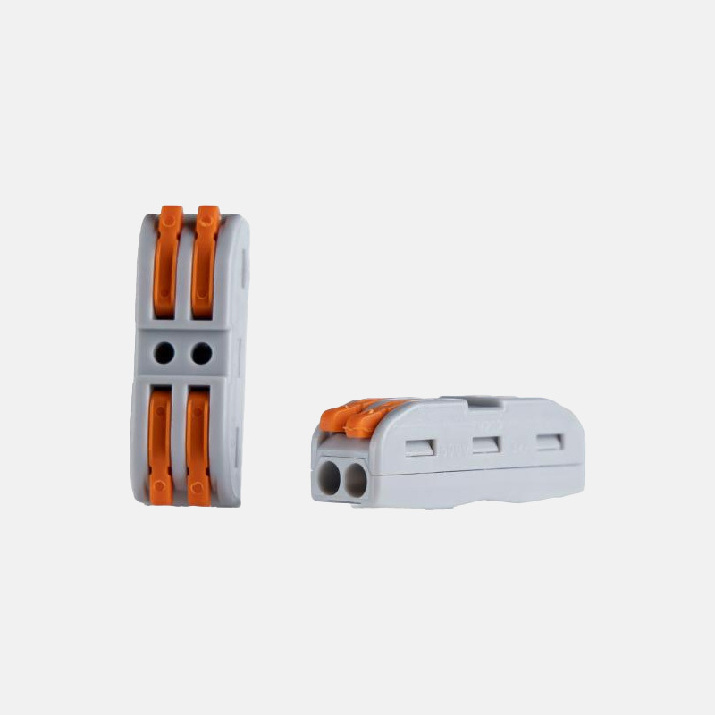 Two-inlet, two-outlet quick-connect terminal block