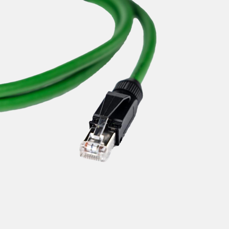 Industrial-grade flexible shielded network cable R-RJ45, green, 1 meter