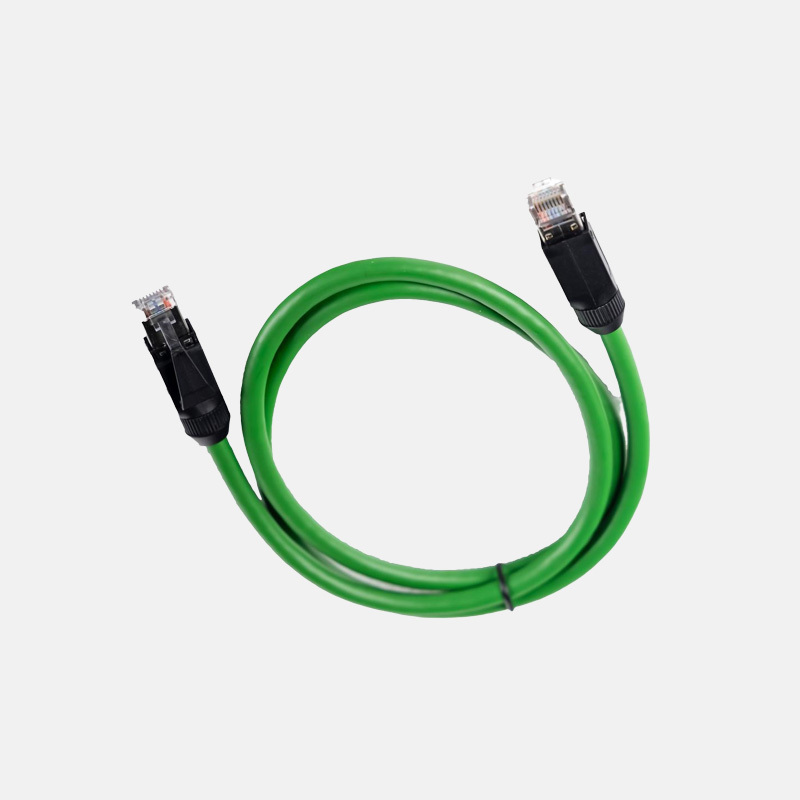 Industrial-grade flexible shielded network cable R-RJ45, green, 1 meter