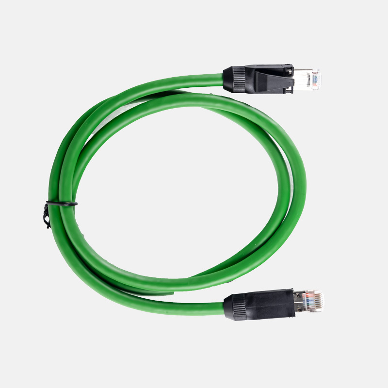 Industrial-grade flexible shielded network cable R-RJ45, green, 1 meter