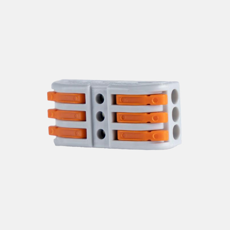 Quick-connect terminal, three inputs and three outputs