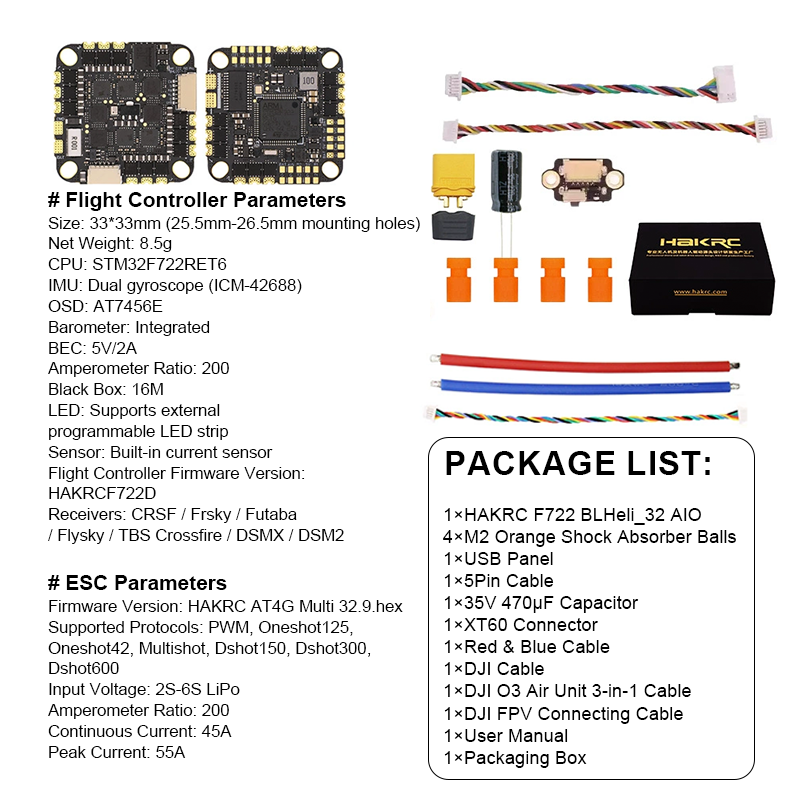 F722 FPV Flight Controller Stack For Controller Lover Drone Controller with 4in1 ESC 30X30mm 2-6S for FPV Freestyle Drones Parts