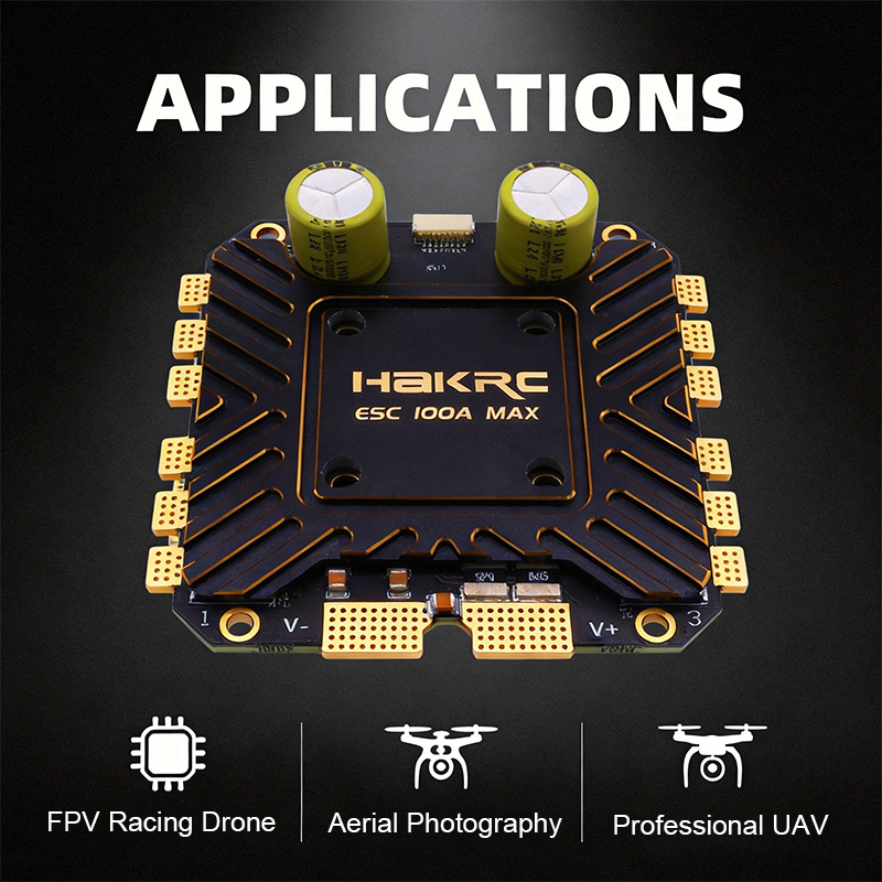 100A Electronic Speed Controller with AT32F421K8U7 4in 1 12S Esc for FPV Racing Drone Quadcopters