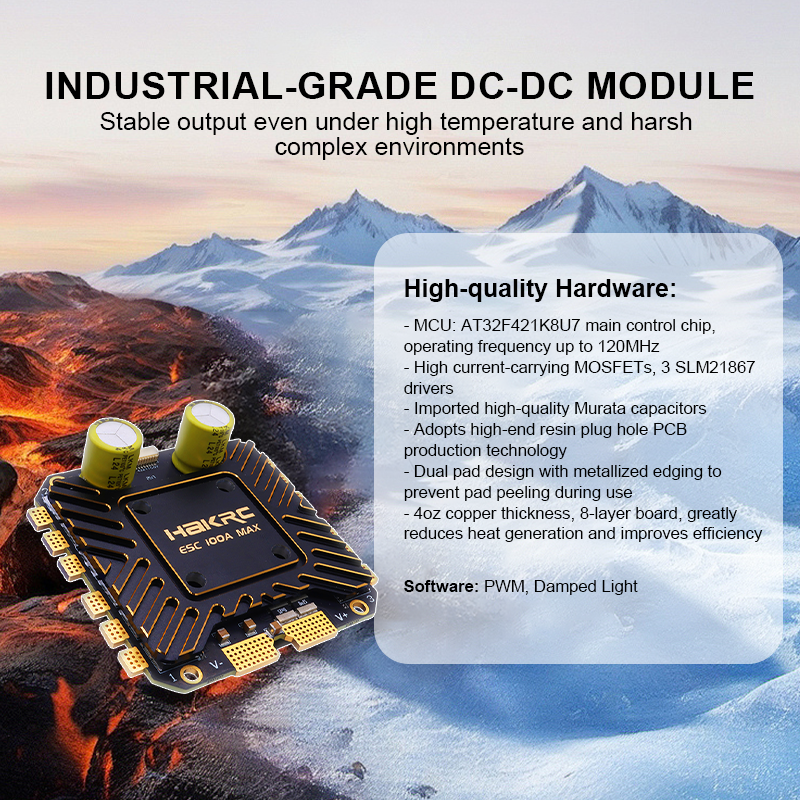100A Electronic Speed Controller with AT32F421K8U7 4in 1 12S Esc for FPV Racing Drone Quadcopters