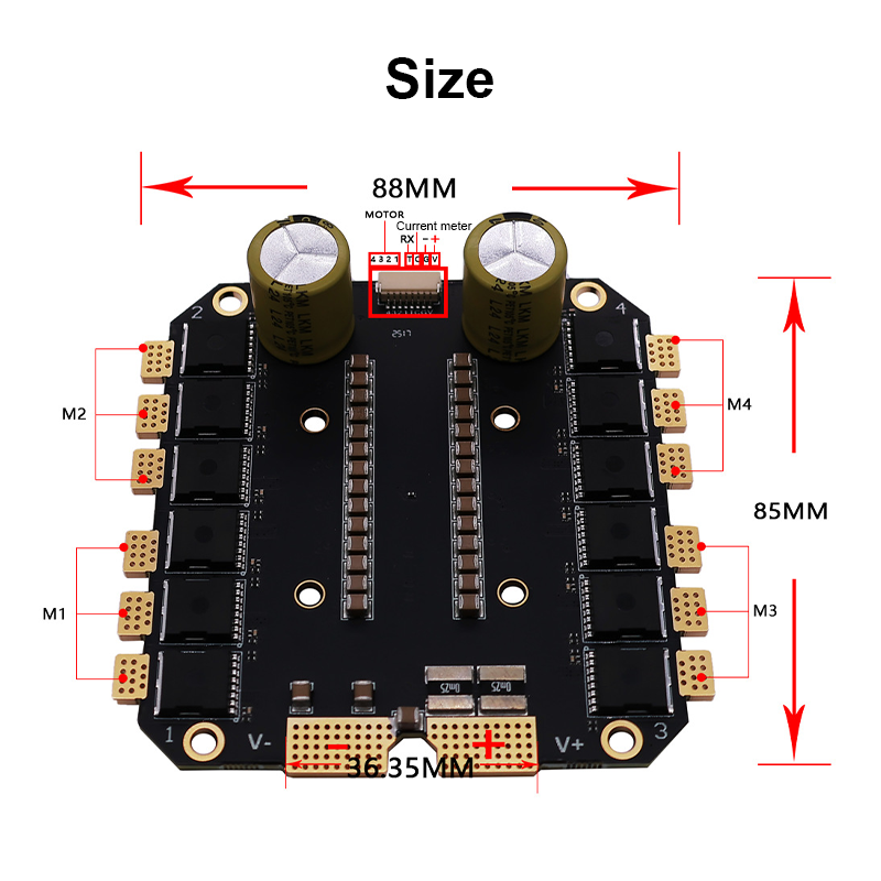100A Electronic Speed Controller with AT32F421K8U7 4in 1 12S Esc for FPV Racing Drone Quadcopters