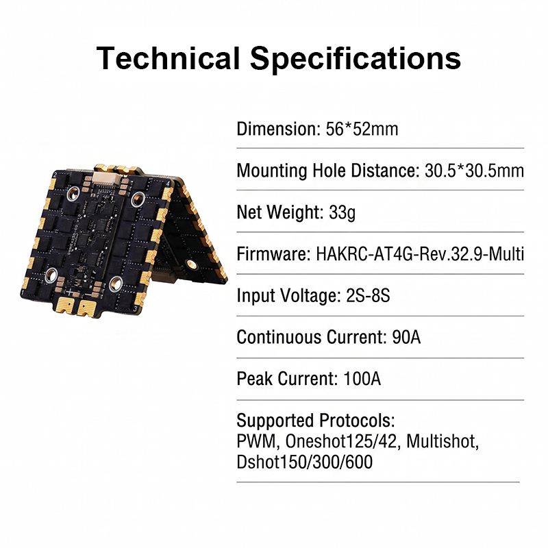 2-8S 90A Electronic ESC Board with Dual PCB Flight Simulator Controls 4in 1 ESC for FPV Racing Drone Quadcopt