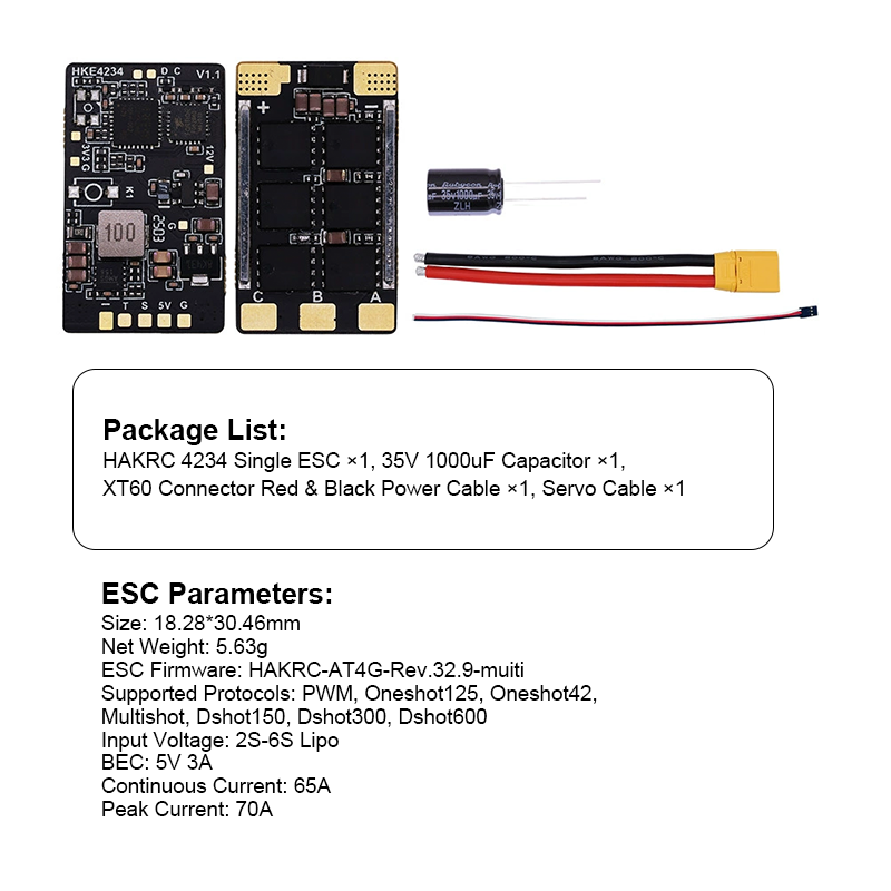 4234 65A 2-6S Fixed Wing ESC Board Flight Simulator Controls for FPV Racing Drone Freestyle