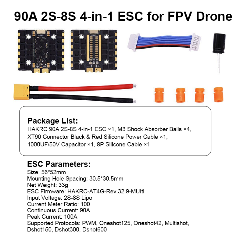 90A/110A 4in1 ESC Brushless ESC High Performance Flight Controller Stack for FPV Drones Racing Freestyle