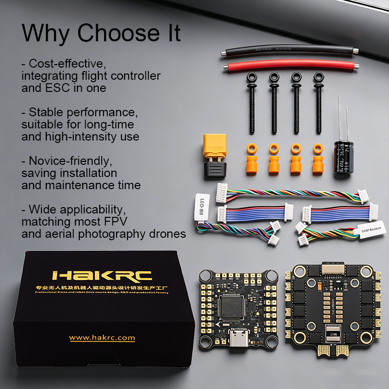 F405 Flight Controller Stack with Integrating 5V/10V Dual BEC 65A Flight Controller 4in1 ESC for FPV Freestyle Drones Parts