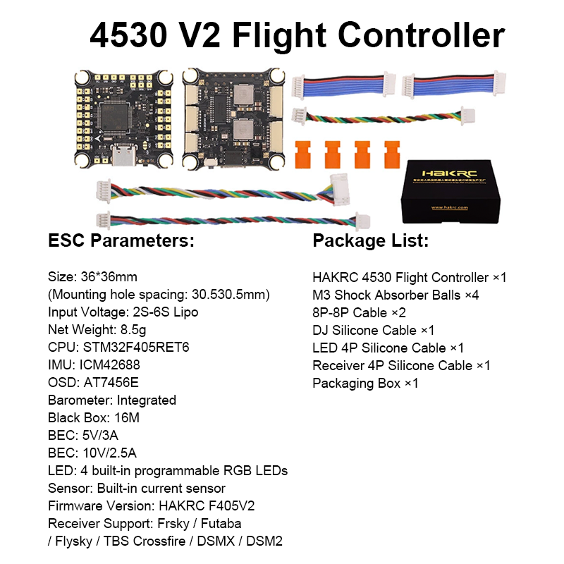 F405 Flight Controller Stack with Integrating 5V/10V Dual BEC 65A Flight Controller 4in1 ESC for FPV Freestyle Drones Parts