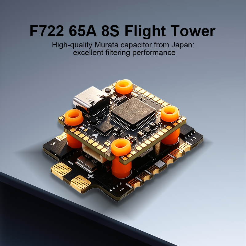 F722 65A 8S Flight Controller Stack F7220 V2 Mini Flight Controller with Integrating 5V/10V Dual BEC 3220 65A 4in1 ESC for FPV Racing Freestyle Drones Parts