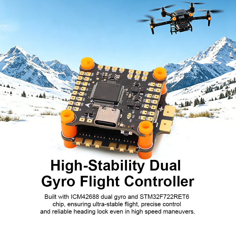 F722 65A Flight Controller Stack 7230 V2 Flight Controller with Integrating 5V/10V Dual BEC 4230 65A 8S 4in1 ESC for FPV Racing Drones Parts