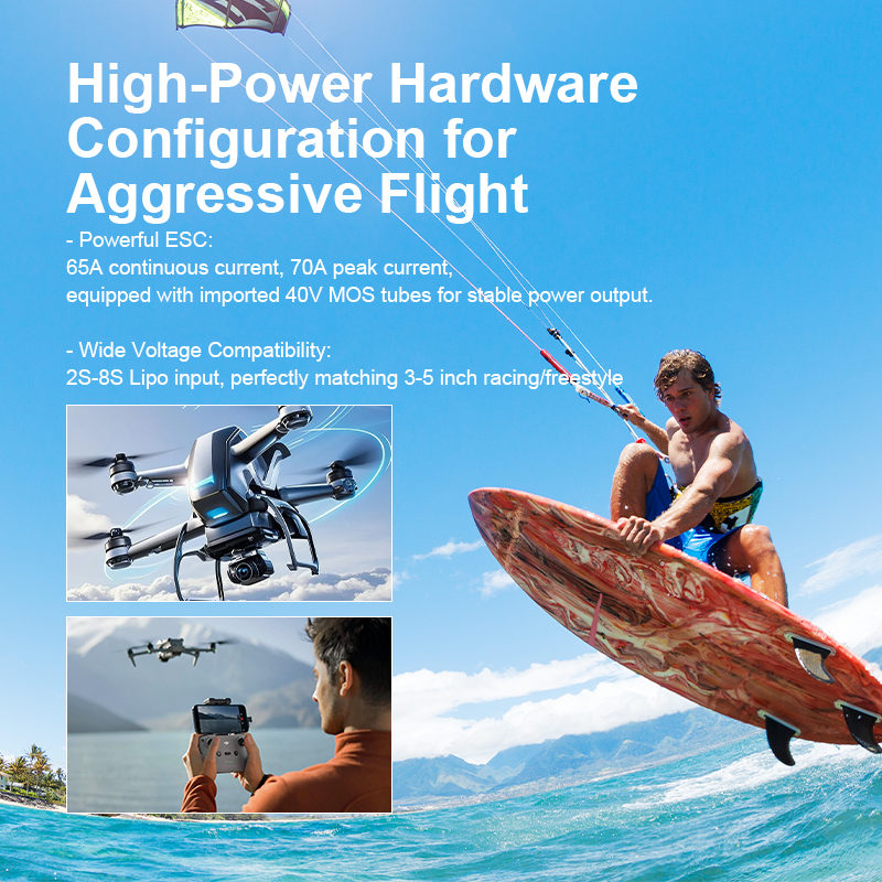 F722 65A 8S Flight Controller Stack F7220 V2 Mini Flight Controller with Integrating 5V/10V Dual BEC 3220 65A 4in1 ESC for FPV Racing Freestyle Drones Parts
