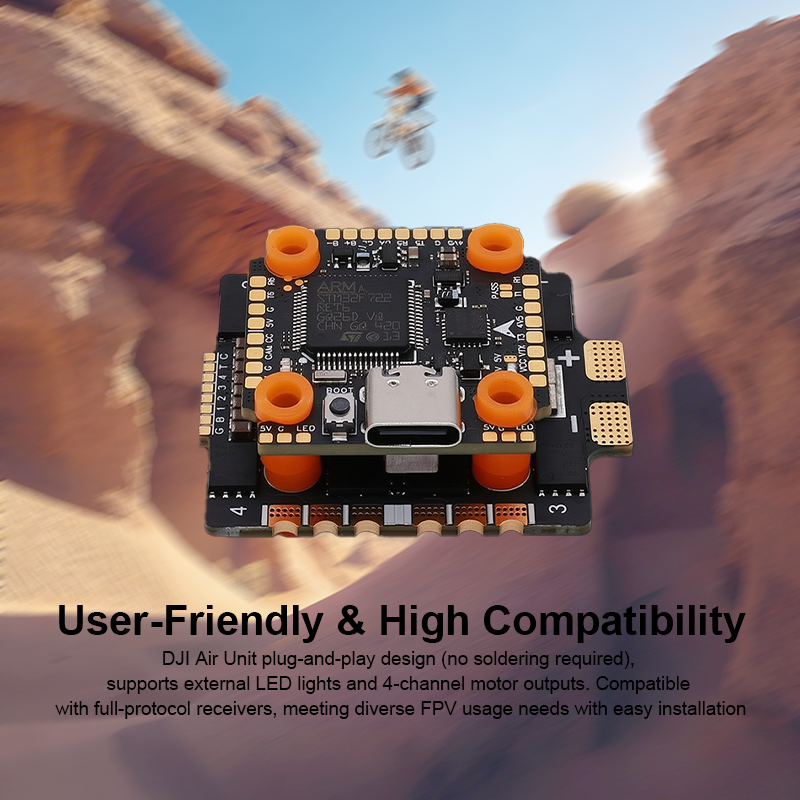 F722 65A 8S Flight Controller Stack F7220 V2 Mini Flight Controller with Integrating 5V/10V Dual BEC 3220 65A 4in1 ESC for FPV Racing Freestyle Drones Parts