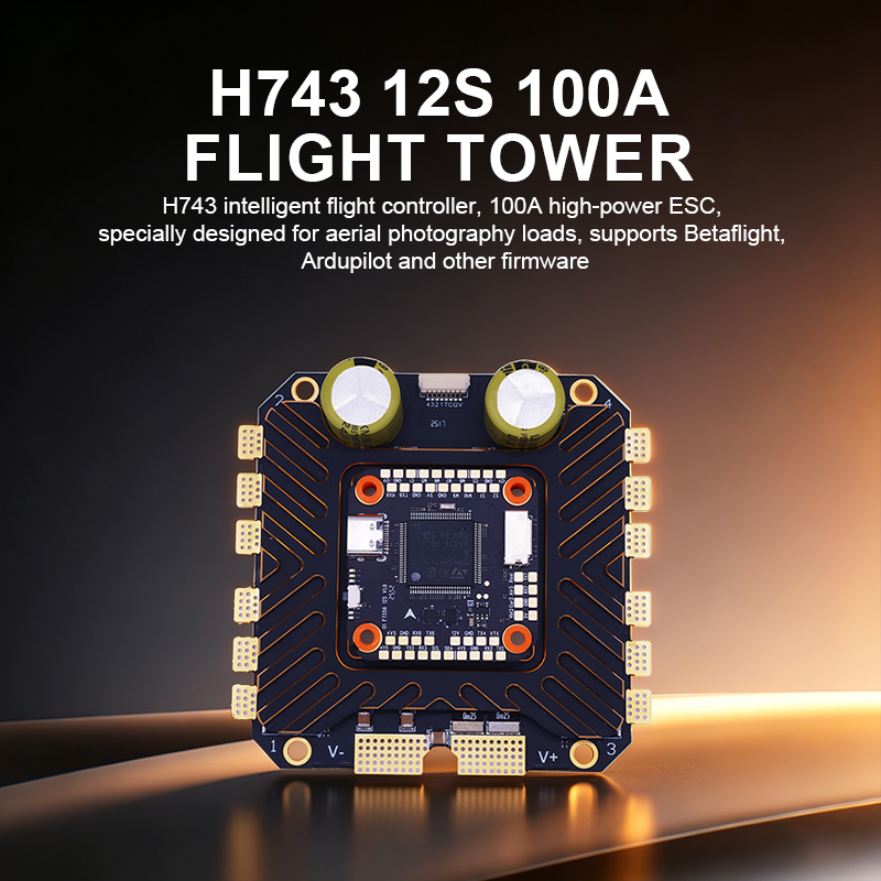 H743 100A 12S Flight Controller Stack FPV Flight Controller with Integrating 5V/12V Dual BEC 4in1 ESC Brushless ESC for FPV Racing Freestyle Drone Parts