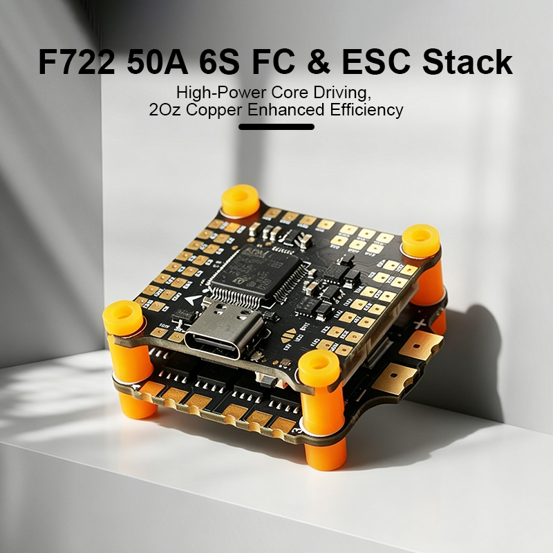 F722 50A 6S Flight Controller Stack Mini Flight Controller with Integrating 5V/10V Dual BEC 2130 50A 4in1 ESC for FPV Racing Drones Freestyle
