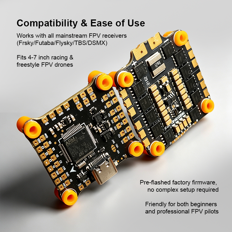 F722 50A 6S Flight Controller Stack Mini Flight Controller with Integrating 5V/10V Dual BEC 2130 50A 4in1 ESC for FPV Racing Drones Freestyle
