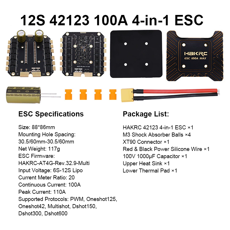 H743 100A 12S Flight Controller Stack FPV Flight Controller with Integrating 5V/12V Dual BEC 4in1 ESC Brushless ESC for FPV Racing Freestyle Drone Parts