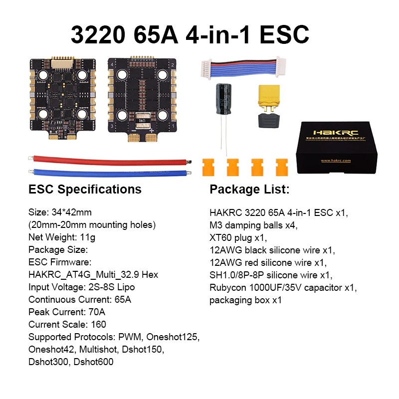 F405 Flight Controller with Integrating 5V/10V Dual BEC 65A 8S 4in1 ESC Brushless ESC F405 Flight Controller Stack for FPV Racing Freestyle Drone Parts