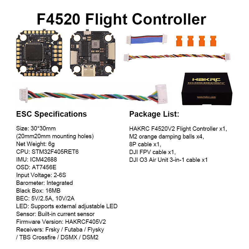 F405 Flight Controller with Integrating 5V/10V Dual BEC 65A 8S 4in1 ESC Brushless ESC F405 Flight Controller Stack for FPV Racing Freestyle Drone Parts
