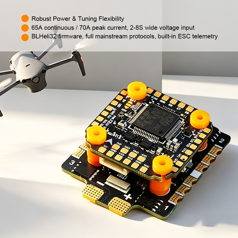 Mini Flight Controller Stack 65A 8S 4in1 ESC F7220 Flight Controller with Integrating 5V/10V Dual BEC Flight Controller Drone Parts for FPV Racing Drones Freestyle
