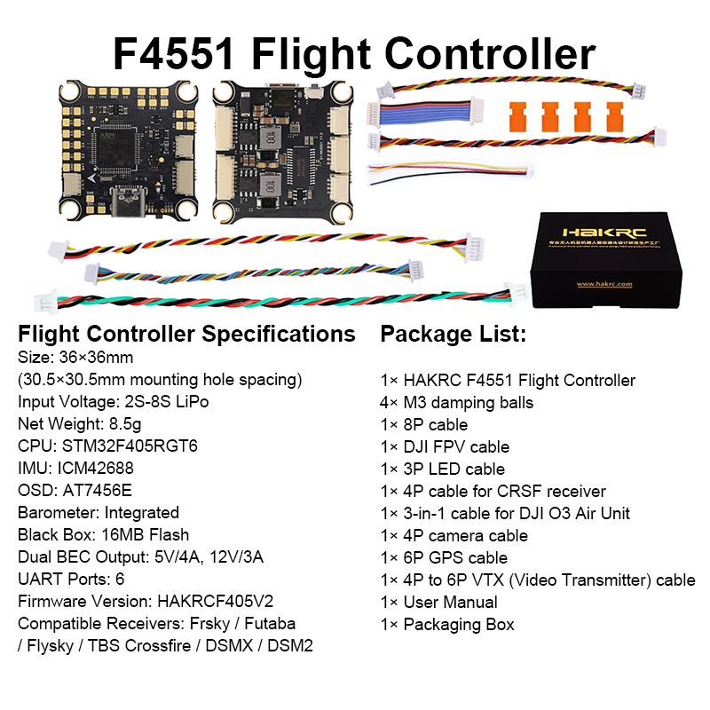 F405 Flight Controller 100A 8S 4in1 ESC Brushless ESC F405 Flight Controller Stack with Integrating 5V/12V Dual BEC for FPV Racing Freestyle Drone Parts