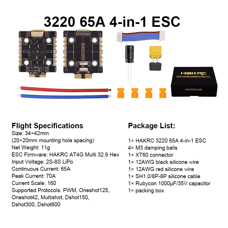 Mini Flight Controller Stack 65A 8S 4in1 ESC F7220 Flight Controller with Integrating 5V/10V Dual BEC Flight Controller Drone Parts for FPV Racing Drones Freestyle