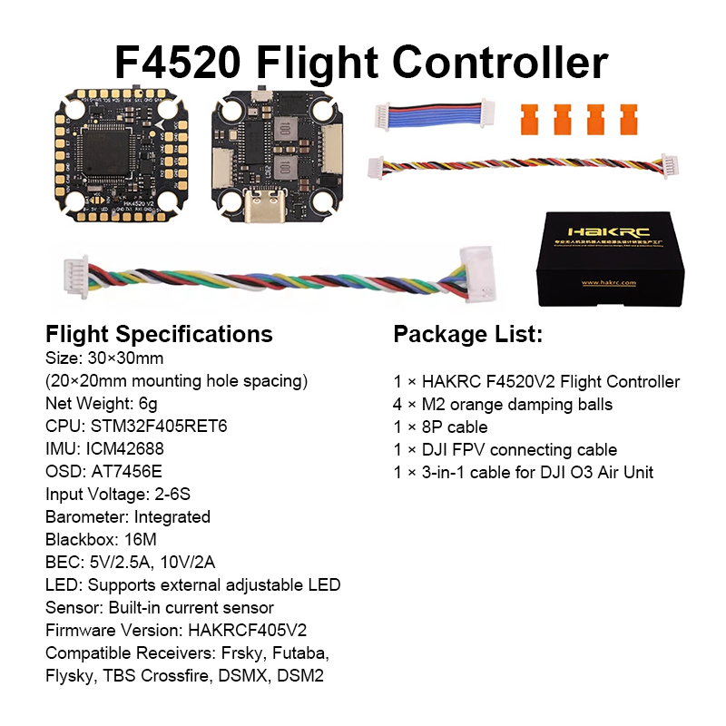 F405 Mini Flight Controller Stack F405 Flight Controller with Integrating 5V/10V Dual BEC 35A 6S 4in1 ESC for FPV Racing Drones Parts